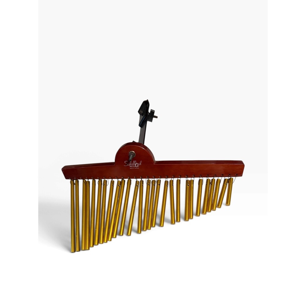 Schalloch Percussion 27 Bar Wind Chimes Gold Tone with Mounting Bracket Wood